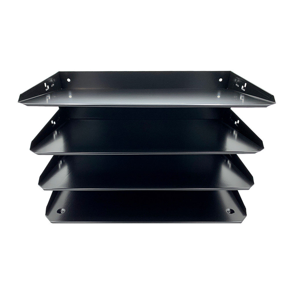 Huron Horizontal 4 Legal Slot Steel Desk Organizer Black HASZ0151
