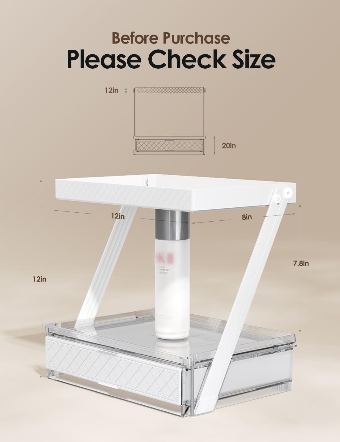 NEATORA 2 Tier Bathroom Countertop Organizer, Z-Shaped Vanity Organizer White