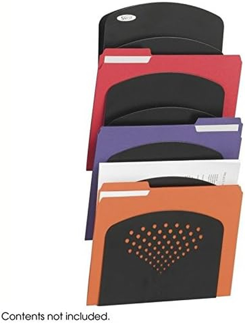 7 Pocket Wall Mounted Literature Organizer Rack – Steel, Black