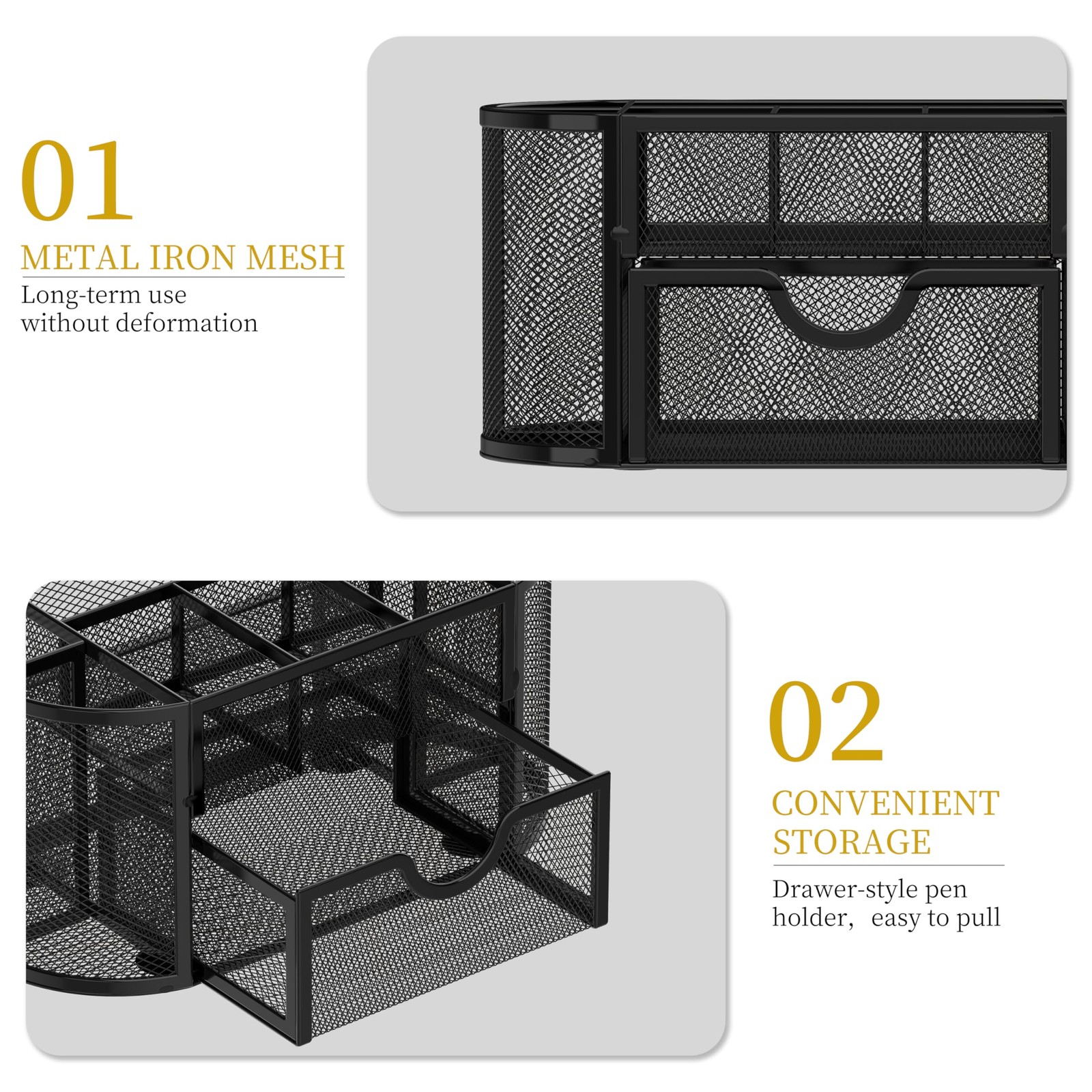 SUPEASY Mesh Desk Organizer, Accessories & Workspace Obsidian Black
