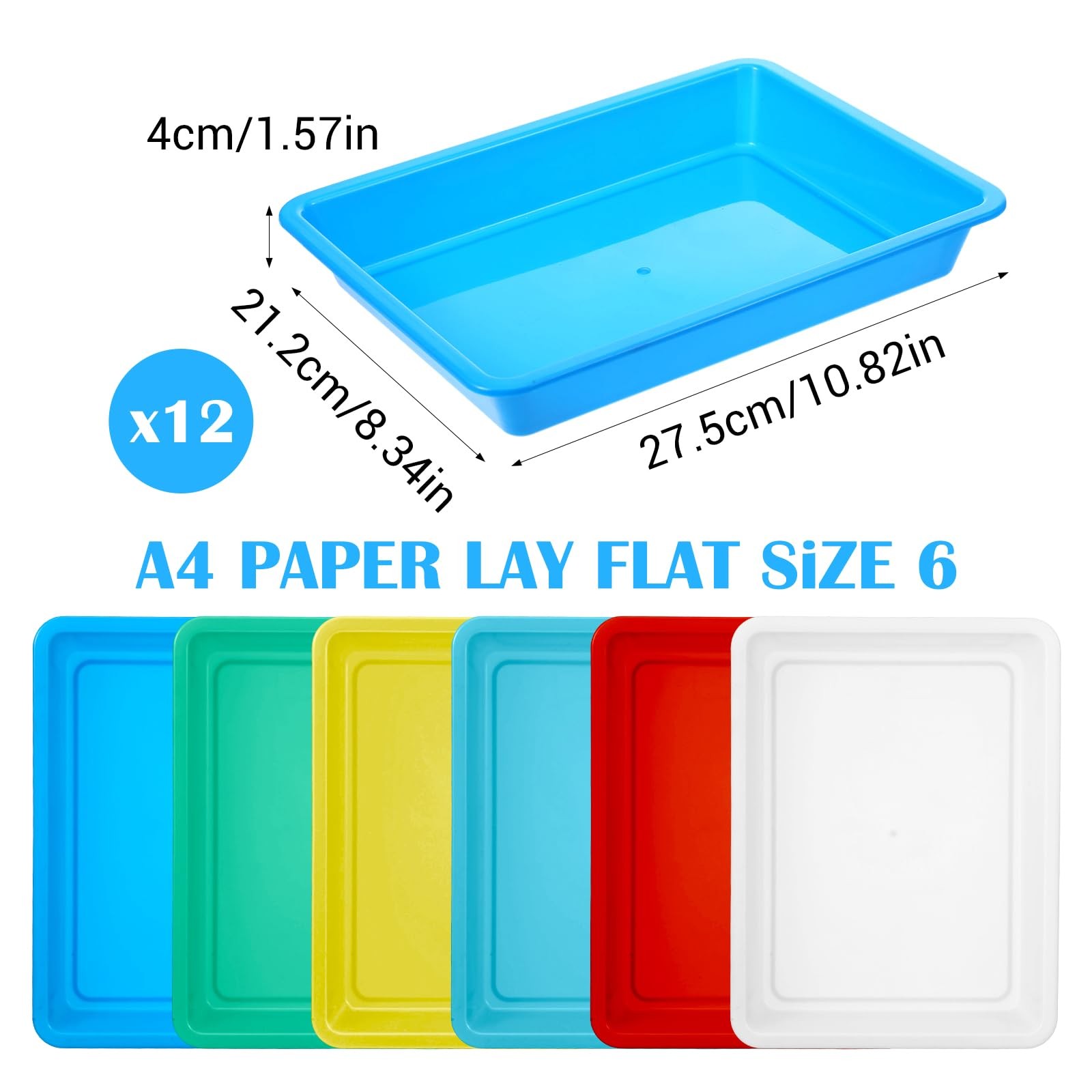 Plastic Art Trays Activity Crafts Turn In Tray 10.8×8.34×1.57 Inch 12 PCS