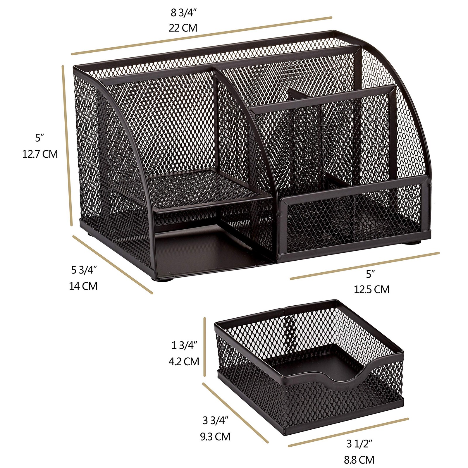 Annova Mesh Desk Organizer Office with 7 Compartments + Drawer/Desk Black