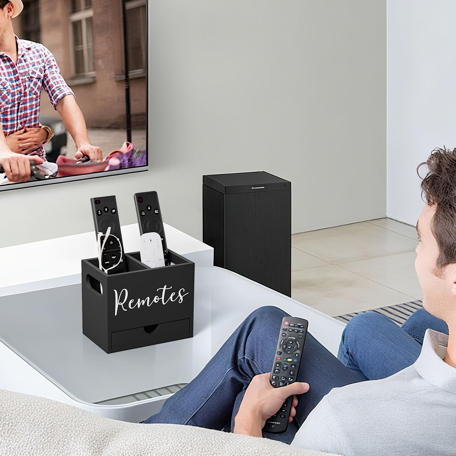 First-zgel Remote Control Holder, TV Holder with Black – 2 slot