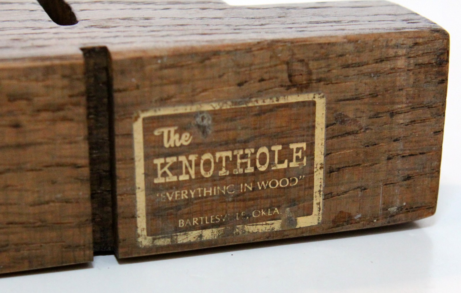 Solid Oak Mail/Pencil Holder The Knothole Bartlesville OK Vintage 11.5″ x 4.25″