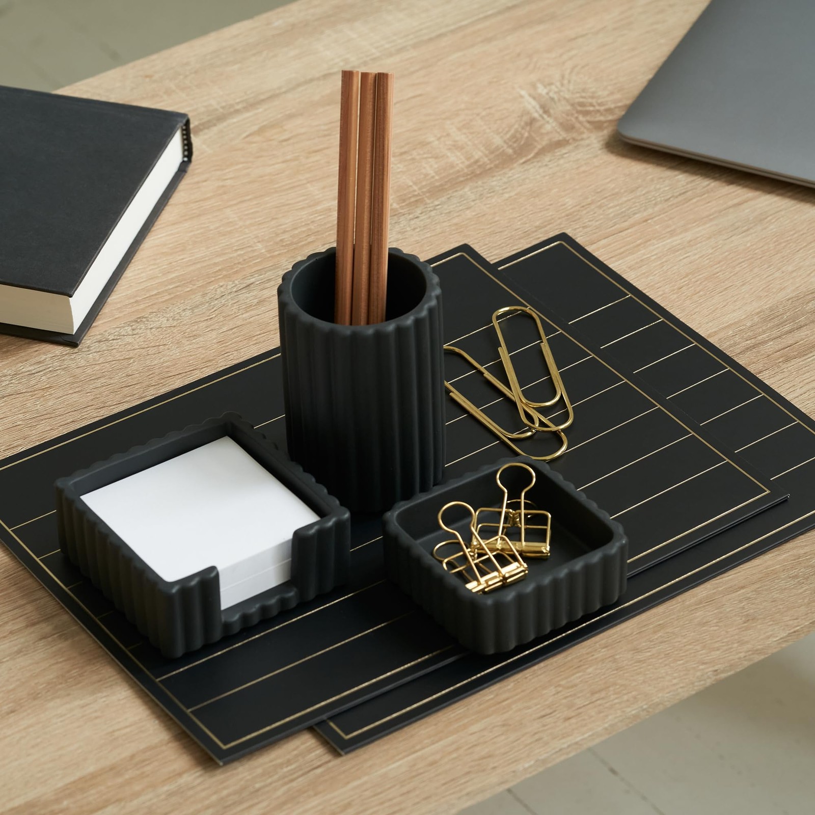 3 PCS Modern Aesthetic Concrete Desk Accessories Organizers Office Supplies
