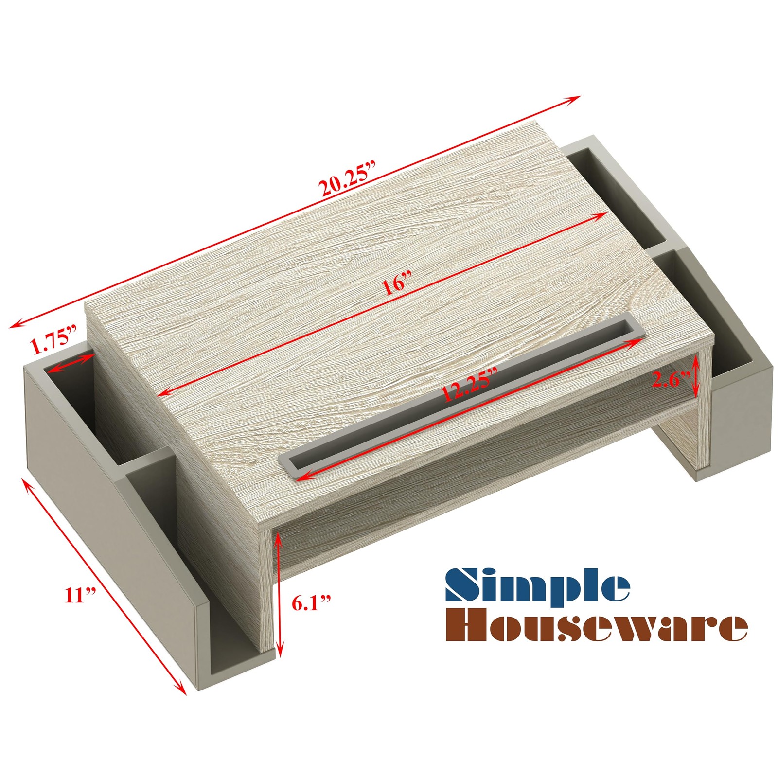 Simple Houseware Desk Monitor Stand Riser with Adjustable Organizer Tray, Maple