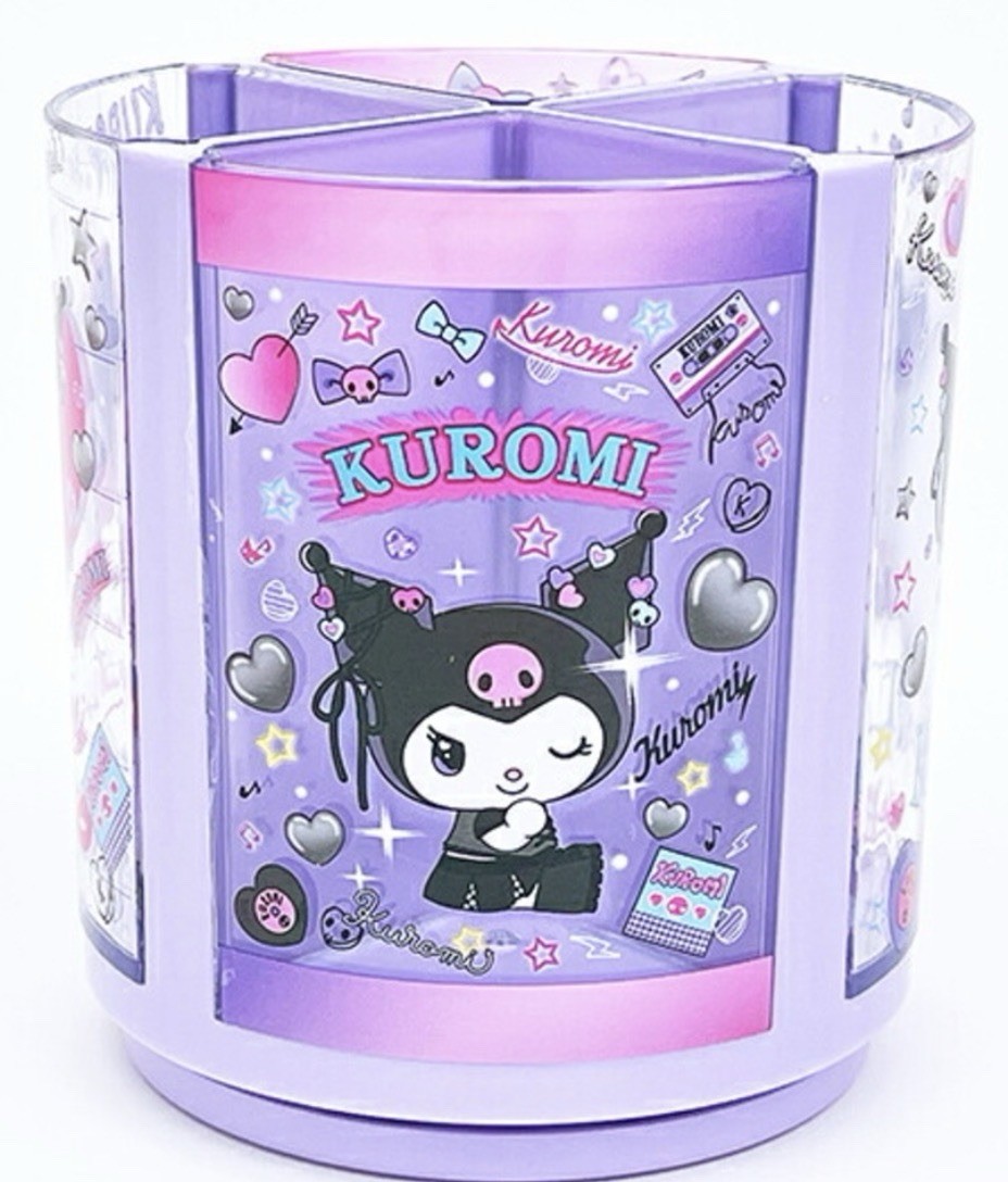 JAPAN Kuromi Purple Desk Organizer Rolling Pen Stand Holder Stand Storage