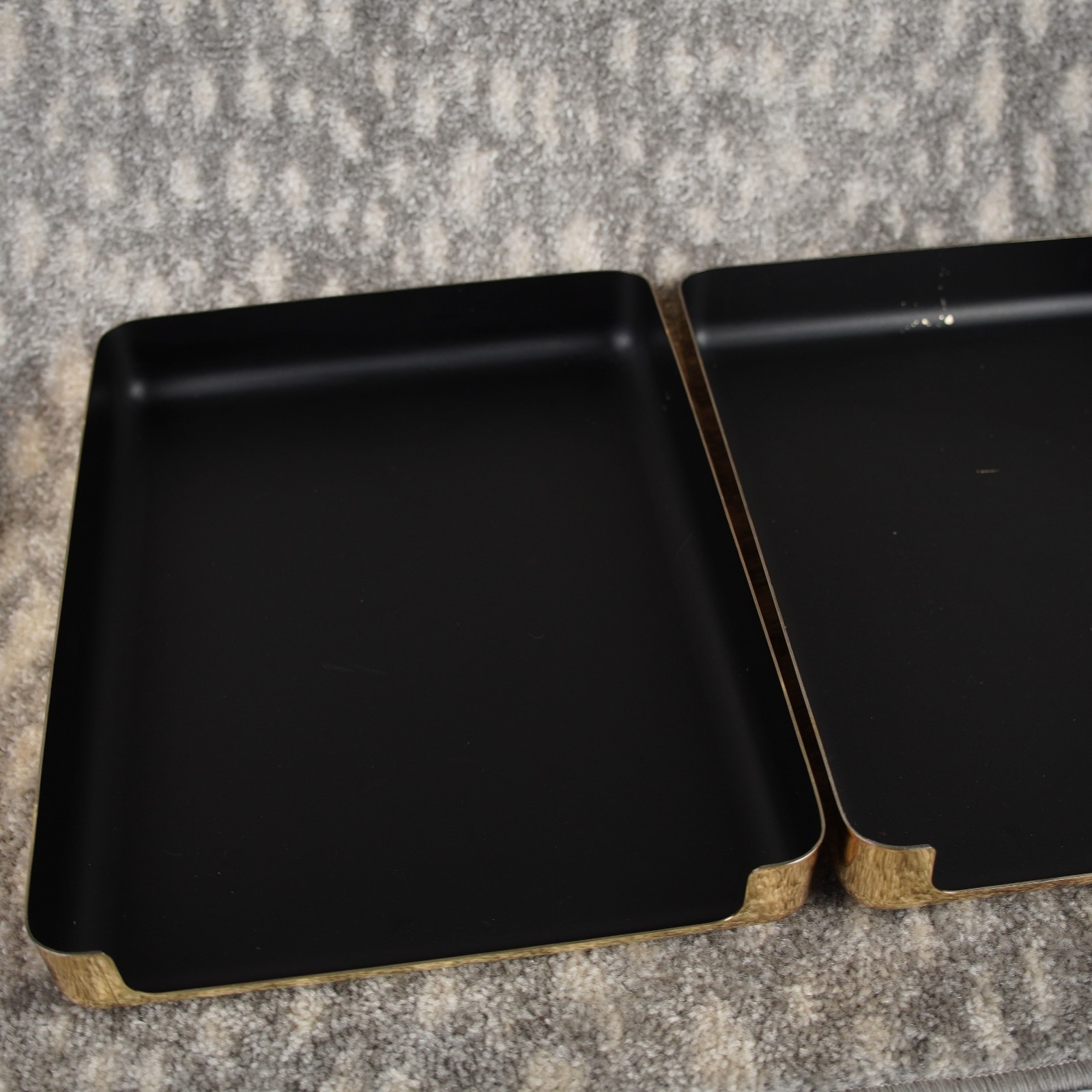 VTG 1984 Eldon Emphasis 6000 Gold Chrome Desktop Paper Organizer File Tray 2PCs