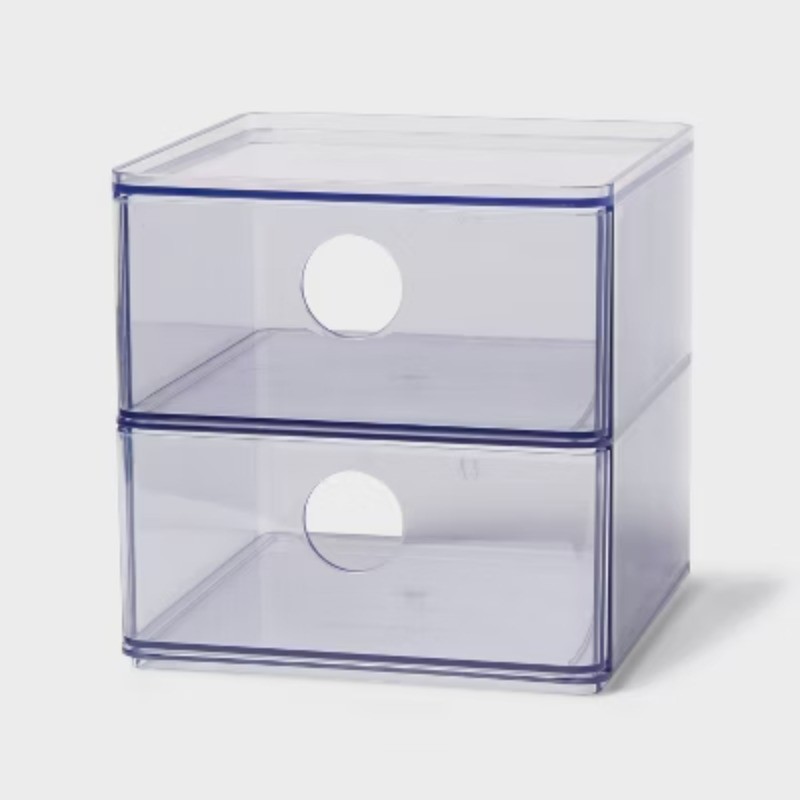 Clear Stackable Drawer: Plastic Utility Storage, 2 Drawers