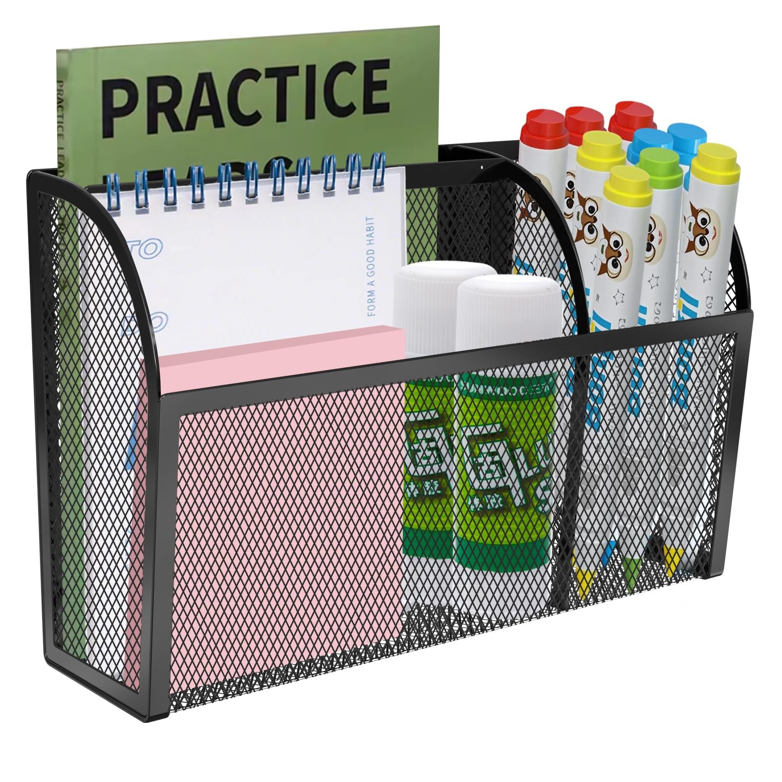Magnetic Pencil Holder-Magnetic Basket for Fridge 3-Grid Mesh Magnetic Pen Ho…