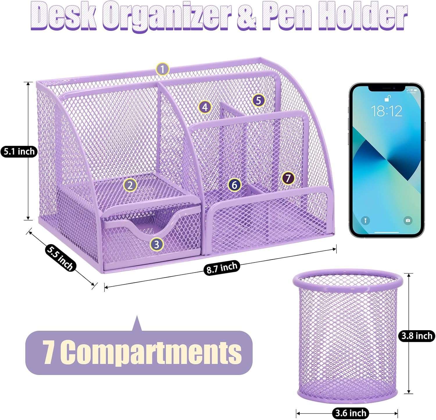 13-In-1 Office Desk Organizer Set with Stapler and Tape Dispenser, Pen Holder, S