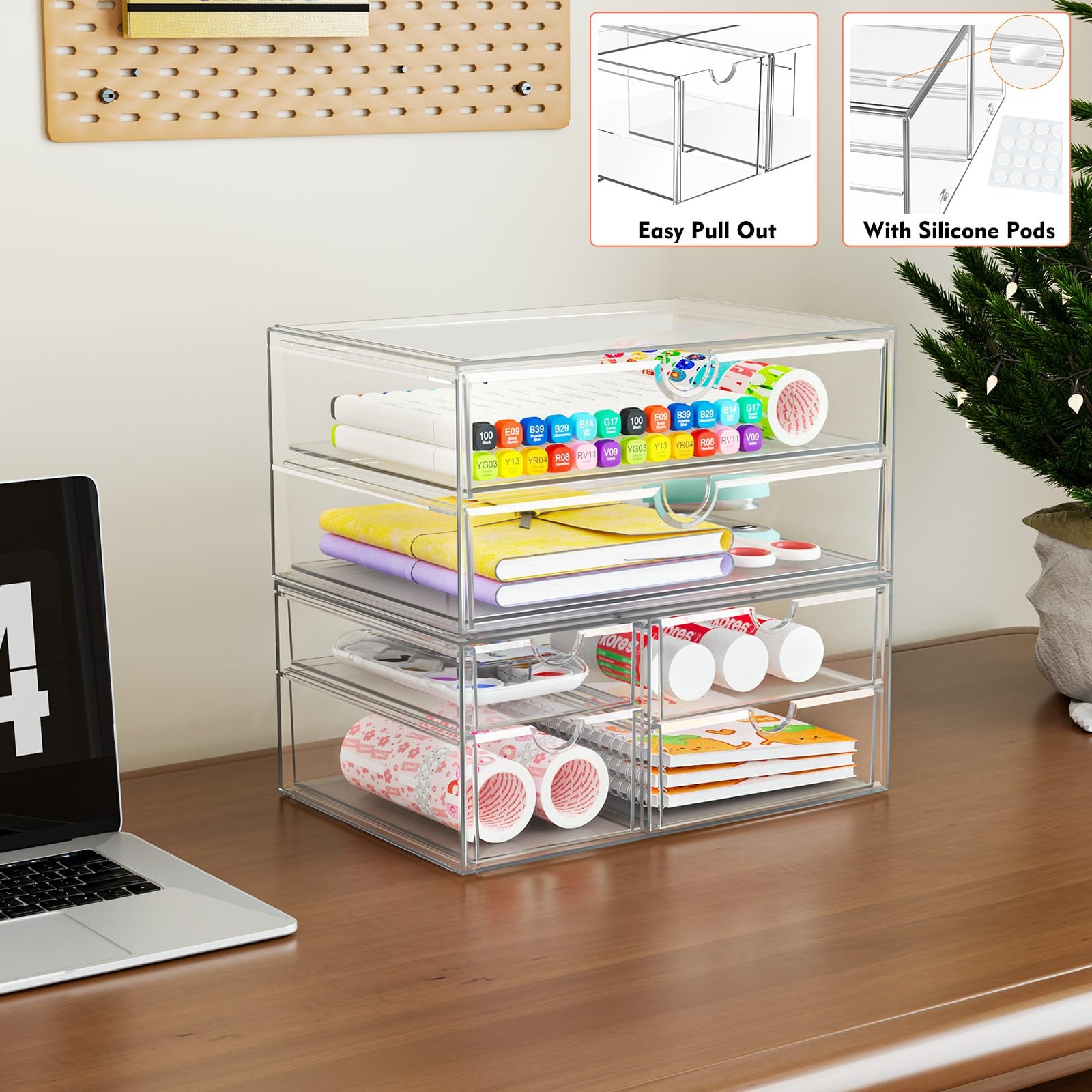 ARSTPEOE Acrylic Organizer with 6 Drawers, Bathroom 6 Transparent