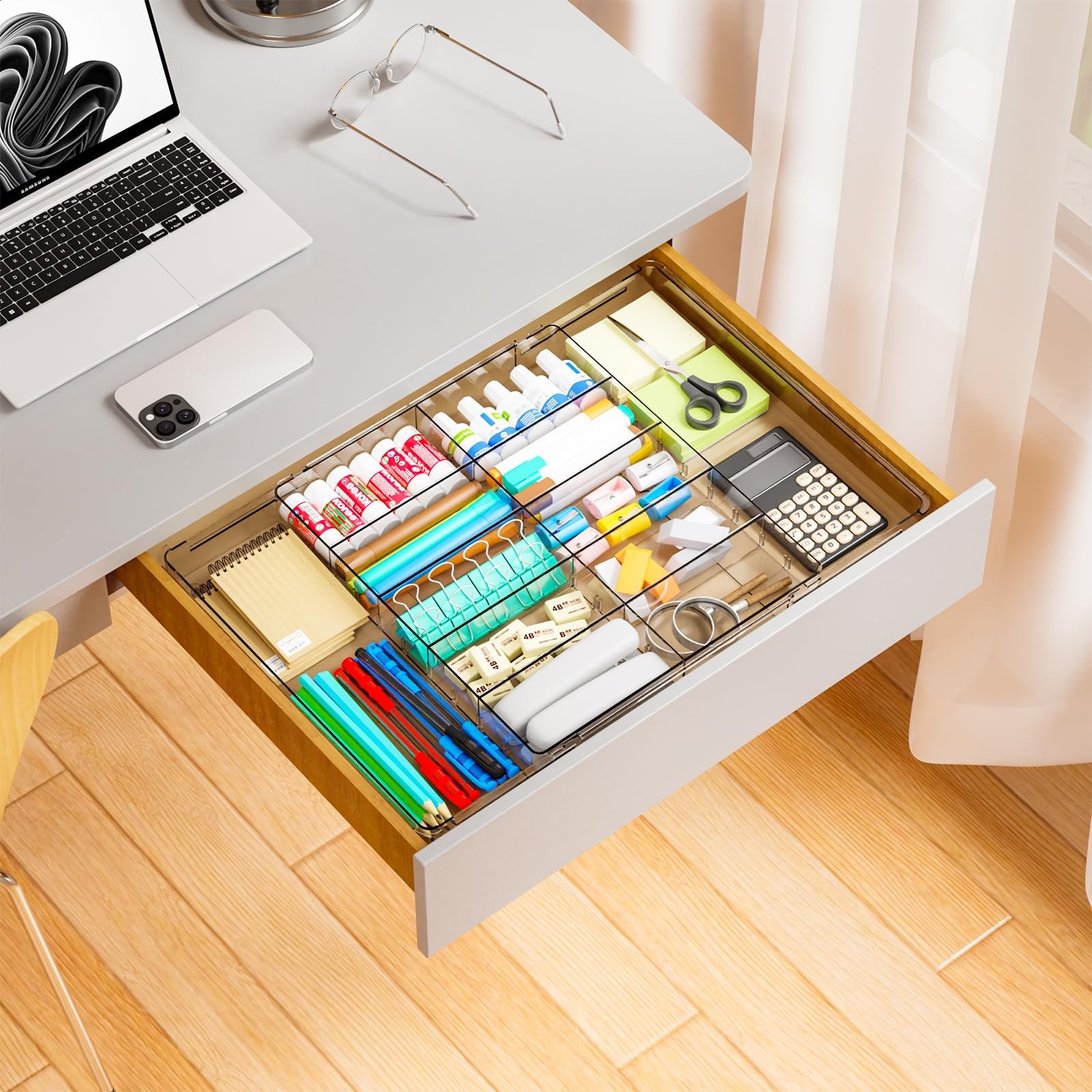 Large Expandable Desk Drawer Organizer Tray for Office Supplies and Accessori…