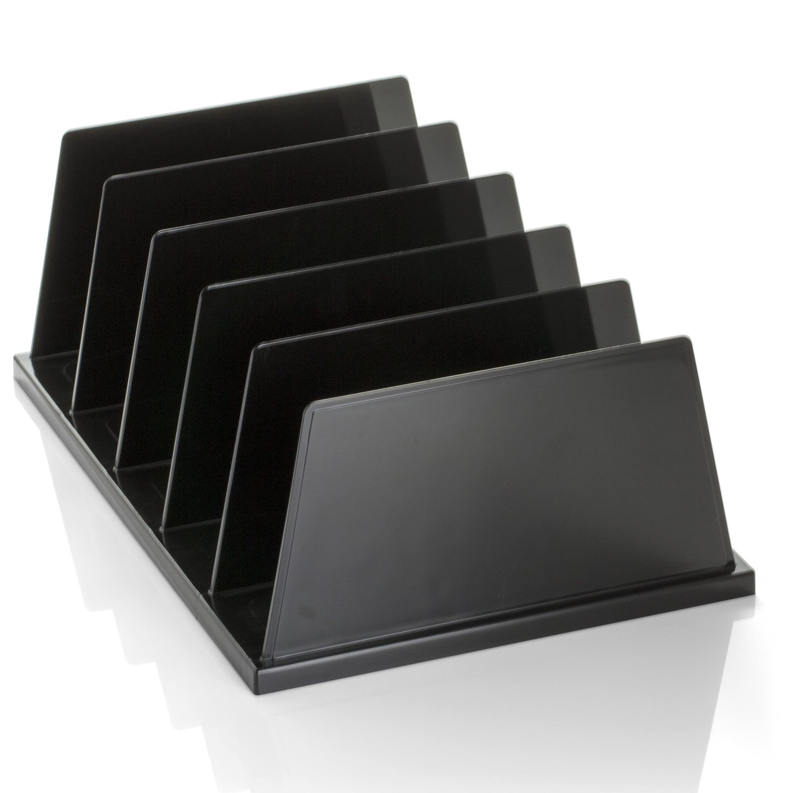 Recycled Large Standard Sorter, 5 Compartments, 13.5 x 9 x 5 Inches, Black (2…