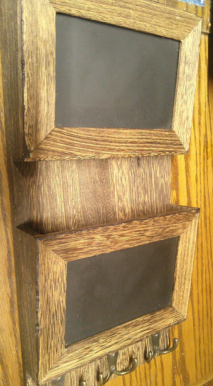 Rustic Brown Wood Mail Sorter Wall Mount Organizer+ Chalkboard Panels Rustic 278