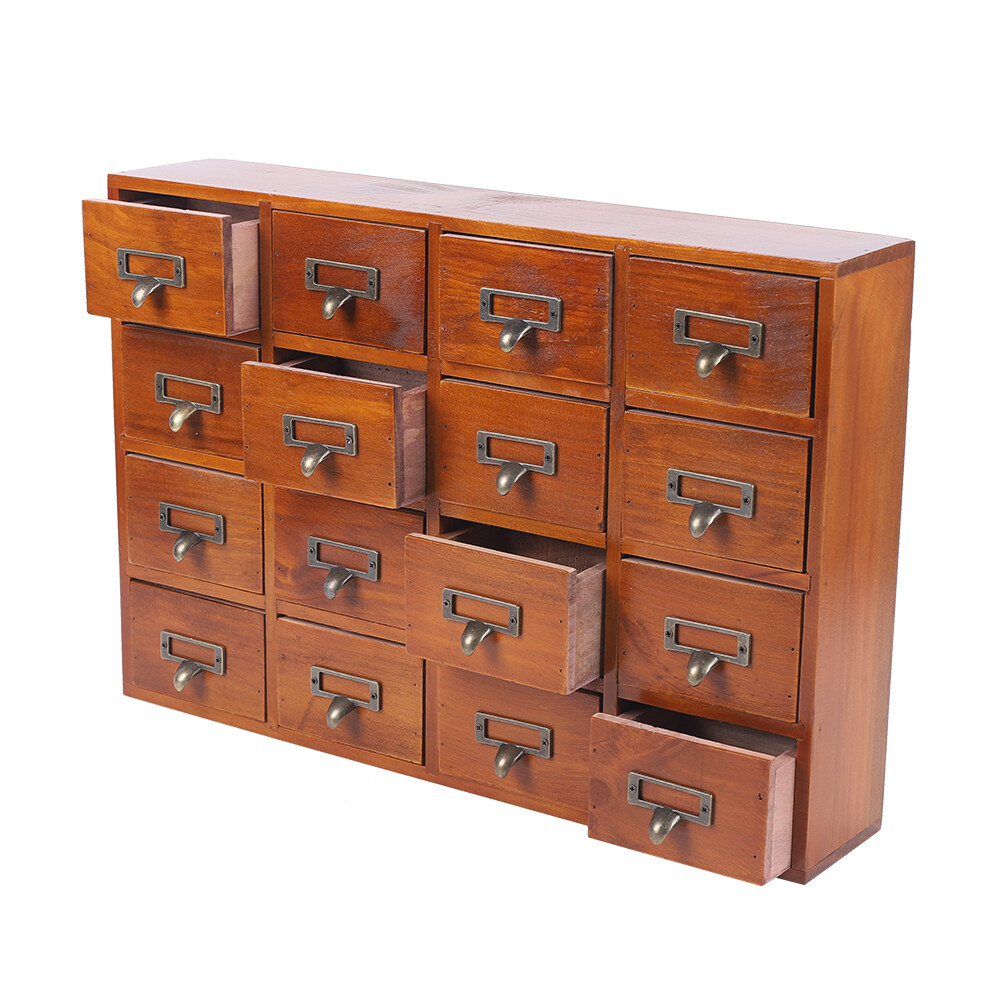 Wooden Storage Box with 16 Drawers – Home Office Desk Organization and Storage