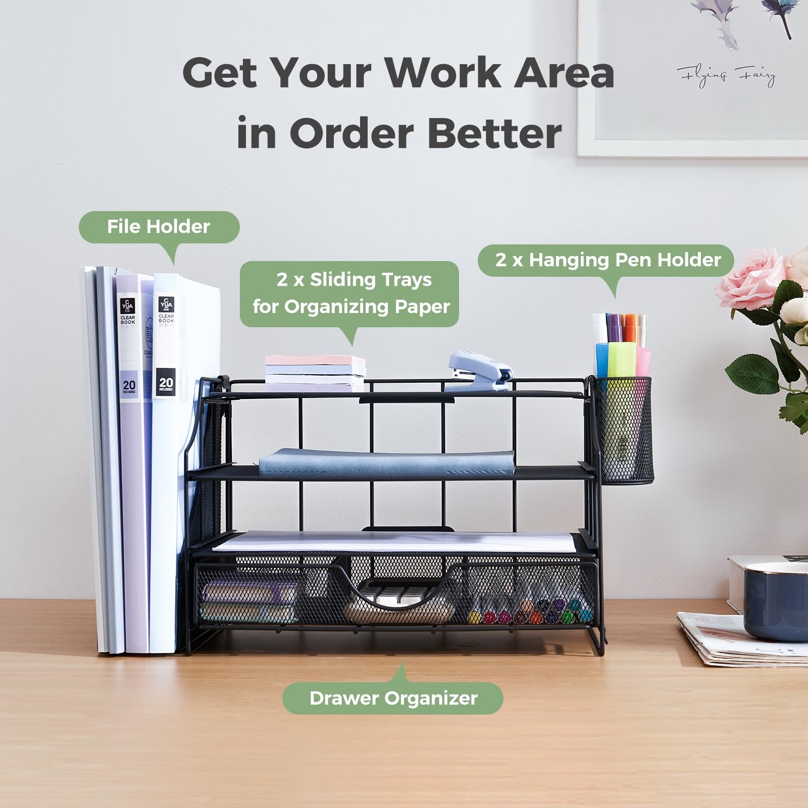 Desk Organizers and Accessories, 4 Tier Paper Letter Tray Organizer Holder De…