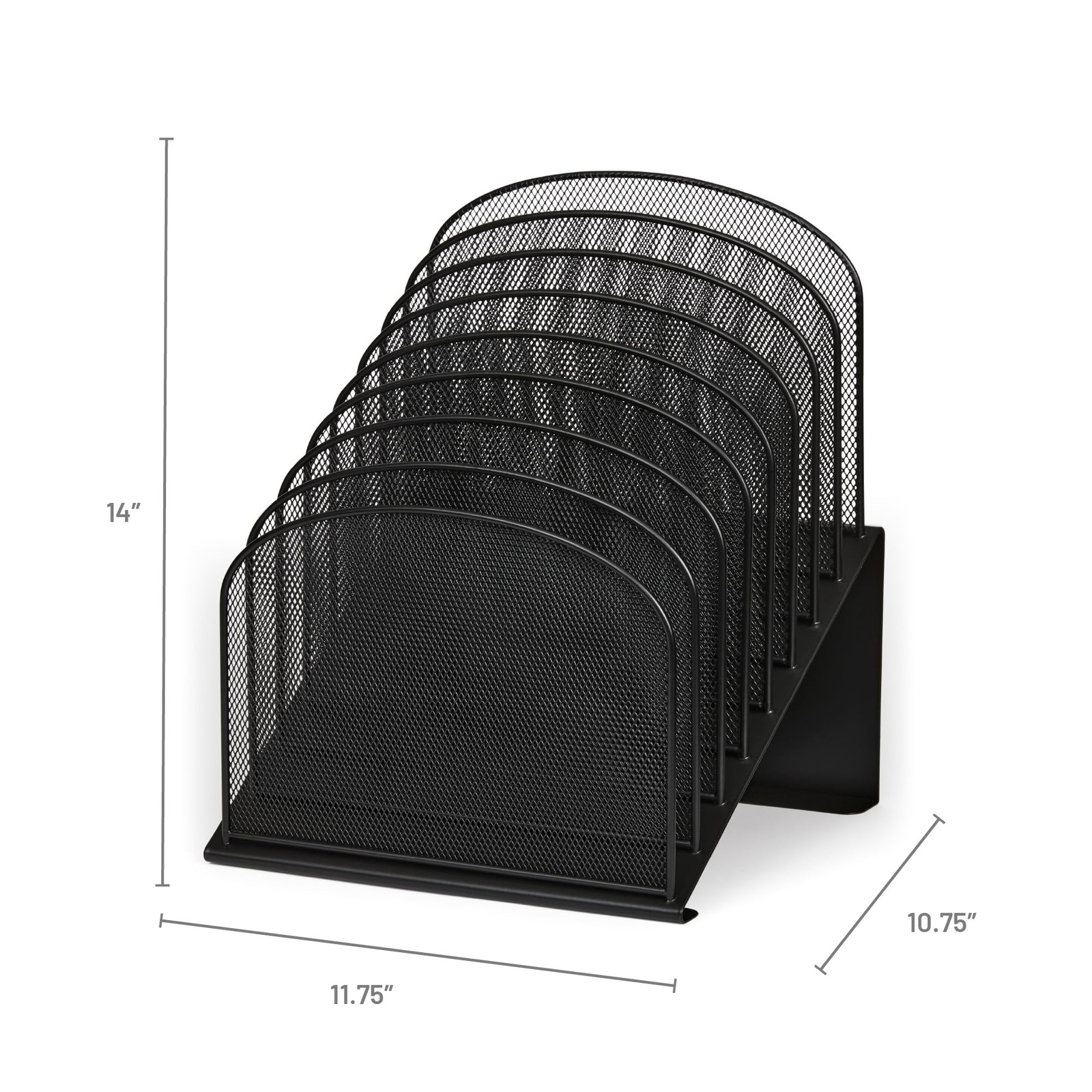 Safco Onyx Desk Organizer, 8 Tiered Vertical 8 Tier Vertical, Black