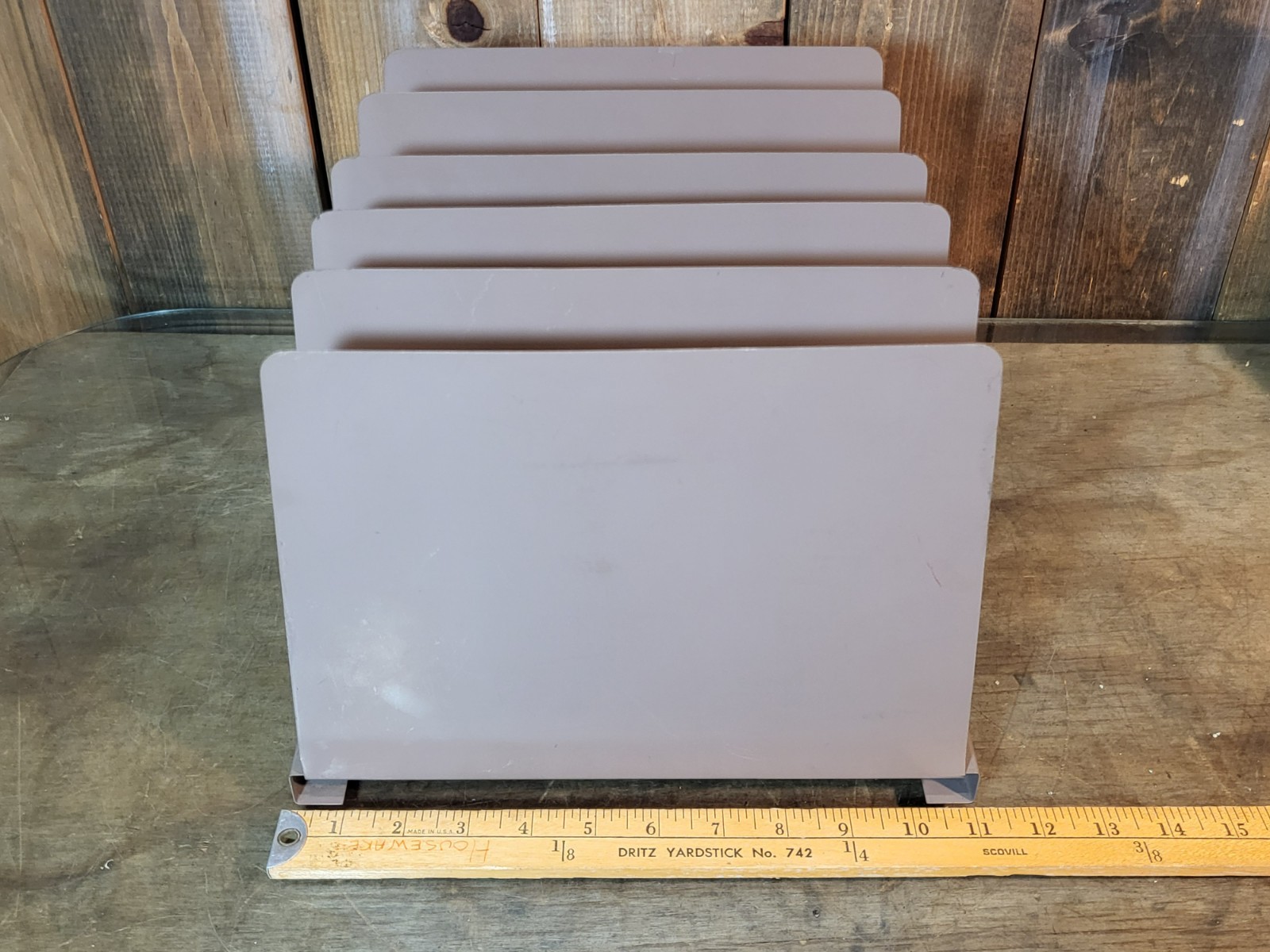 Vintage 5 Slot metal office desk file holder organizer retro industrial Lit-Ning