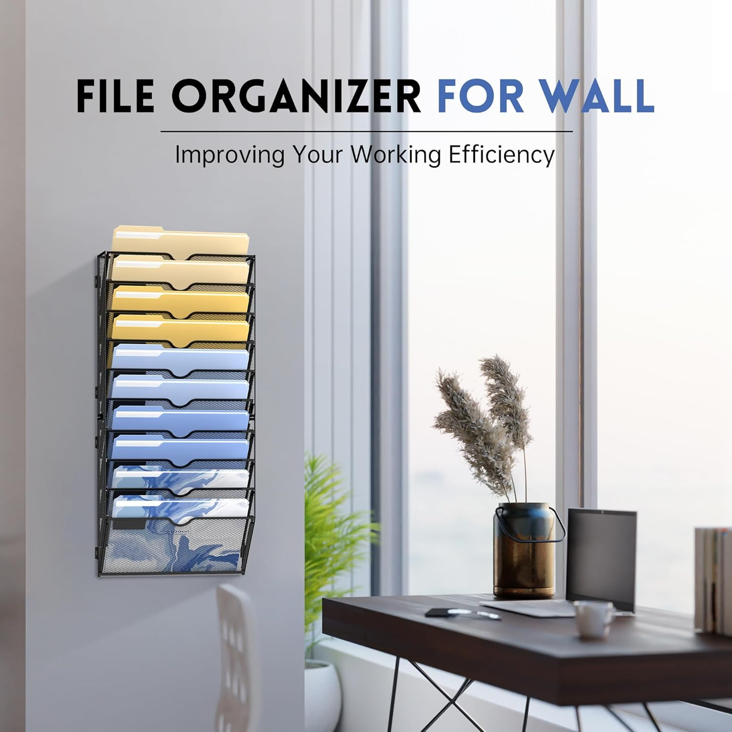 Wall File Organizer, 10 Tier Hanging File Organizer, Mail Organizer Wall Mounted