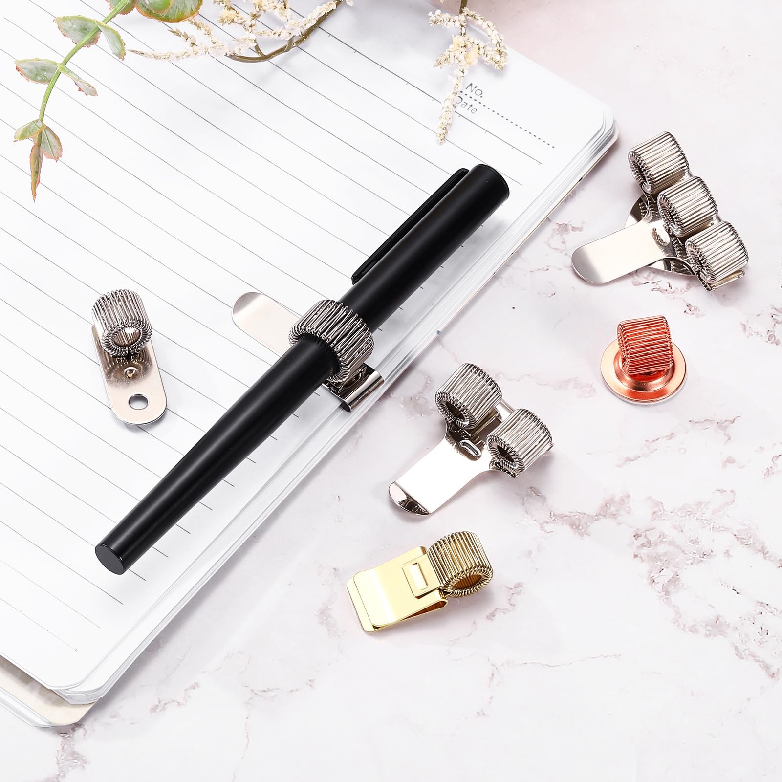 PATIKIL 2Pcs Metal Pen Clip Holder, Adjustable Loop Pen Pencil Organizer with…
