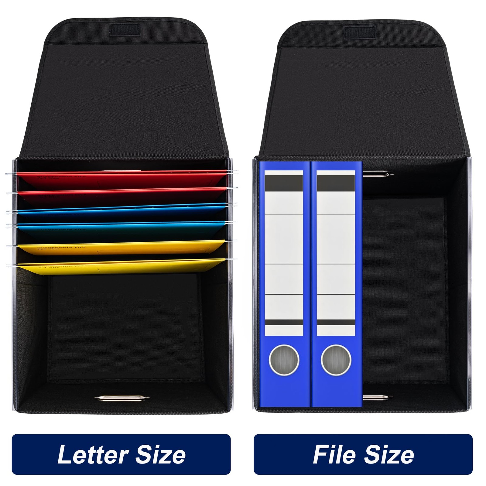 CADONO File Organizer Box with Lid, Large Hanging Folder Black