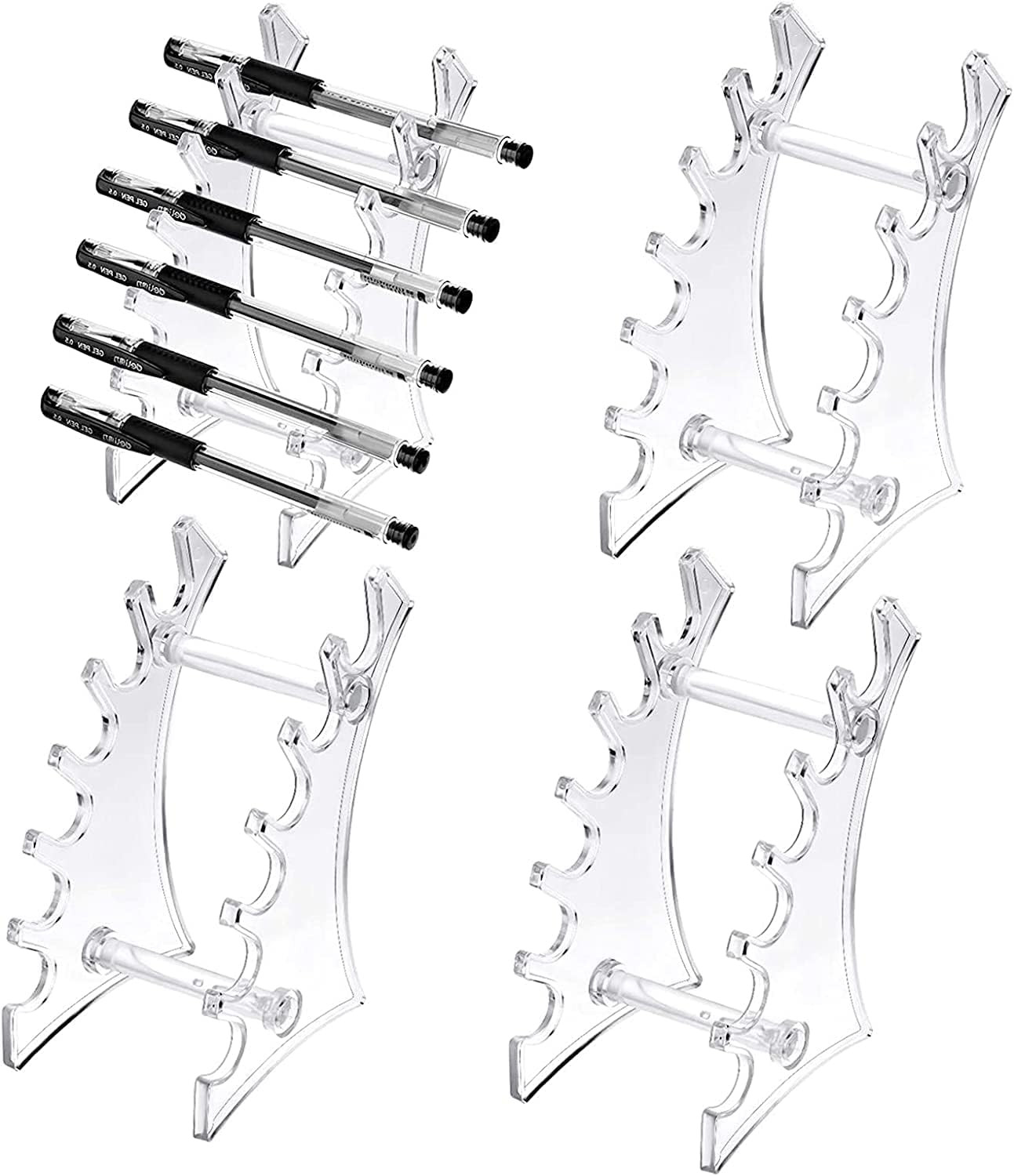 Plastic Pen Holder, Set of 4 Holder Display Stand 6-Slots Eyebrow Makeup Brush R