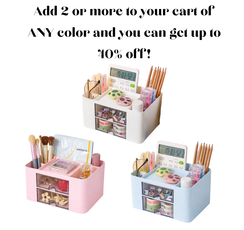 Compact Desk Organizer with Drawers for Stationery, Makeup, Jewelry – Pink