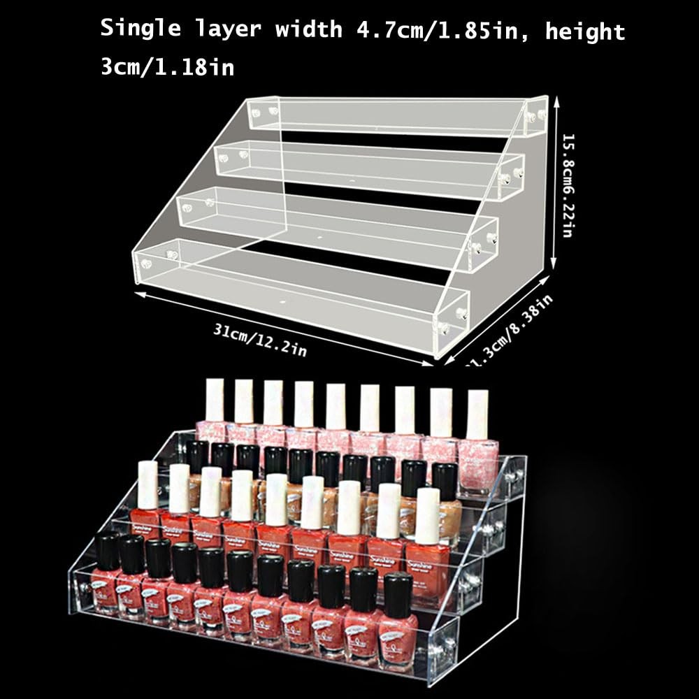 NentMent Nail Polish Organizer Display Rack 4 Layers Clear Transparent