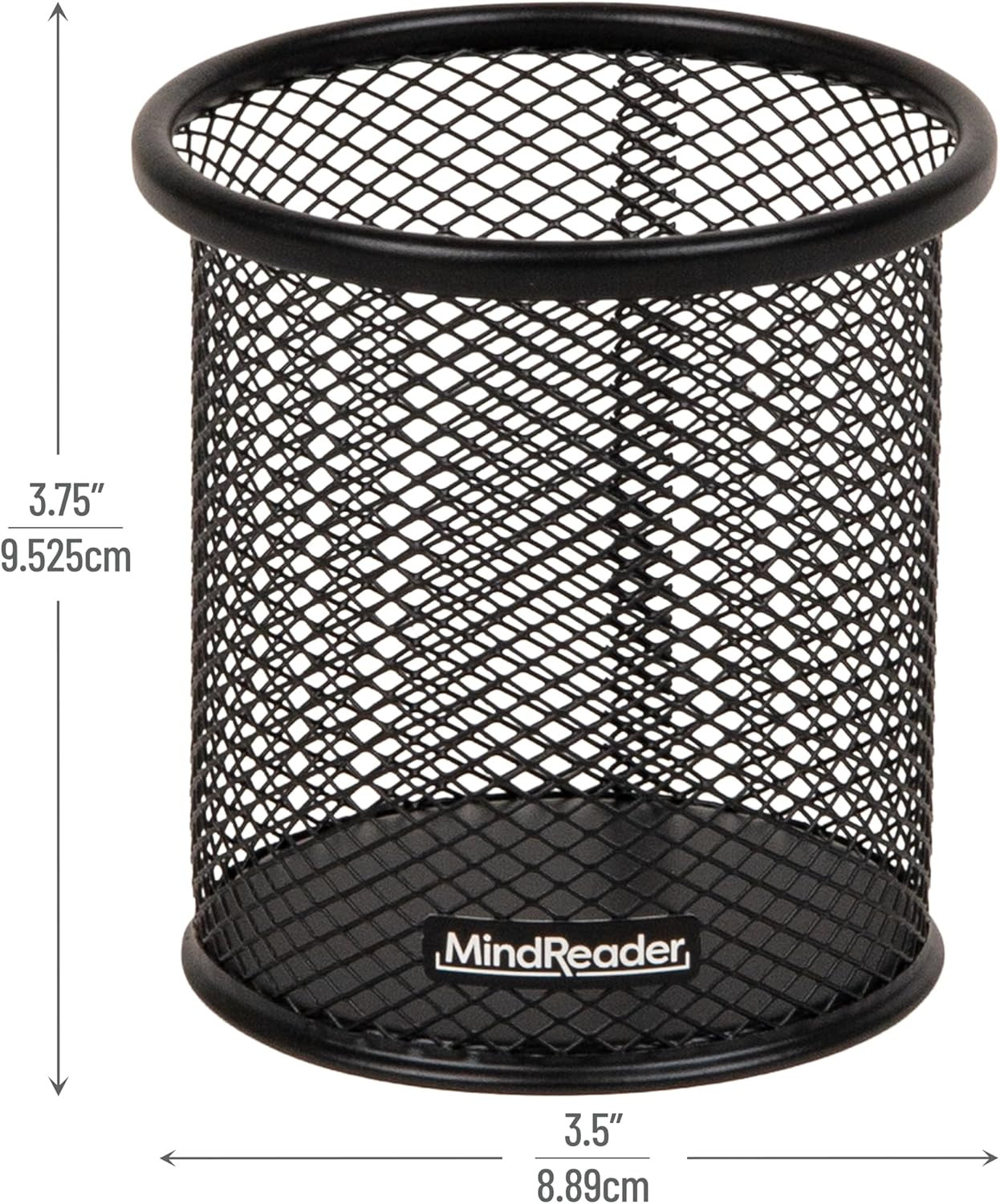 Pen and Accessories Holder, Desktop Organizer, Office, Metal Mesh, 3.5″L X 3.5″W