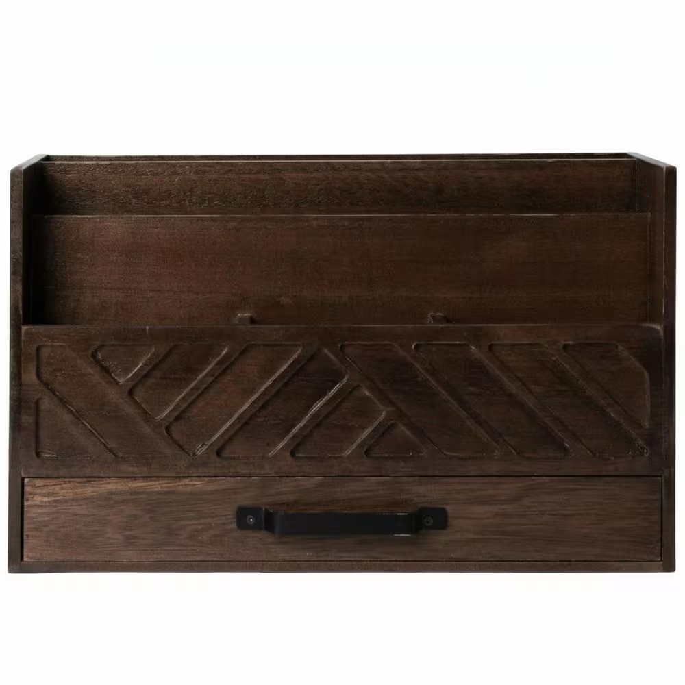 Brown 11.8 In. X 7.5 In. Wood Desk Organizers,Tabletop Organizer with Drawers