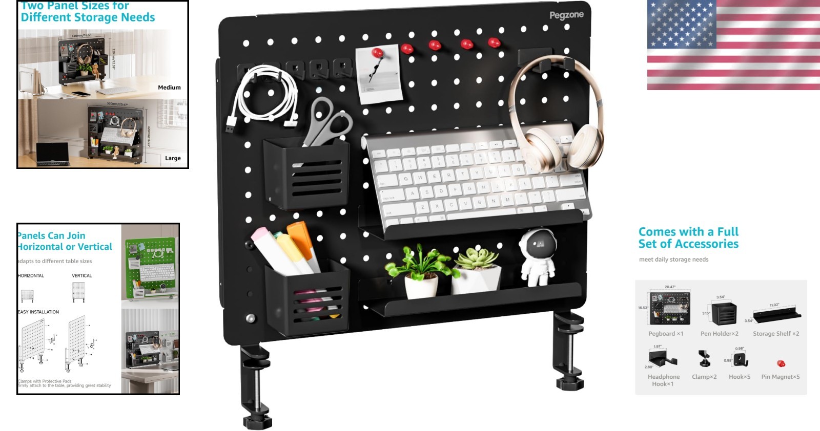 Stylish Desk Organizer for Office Gaming, Black