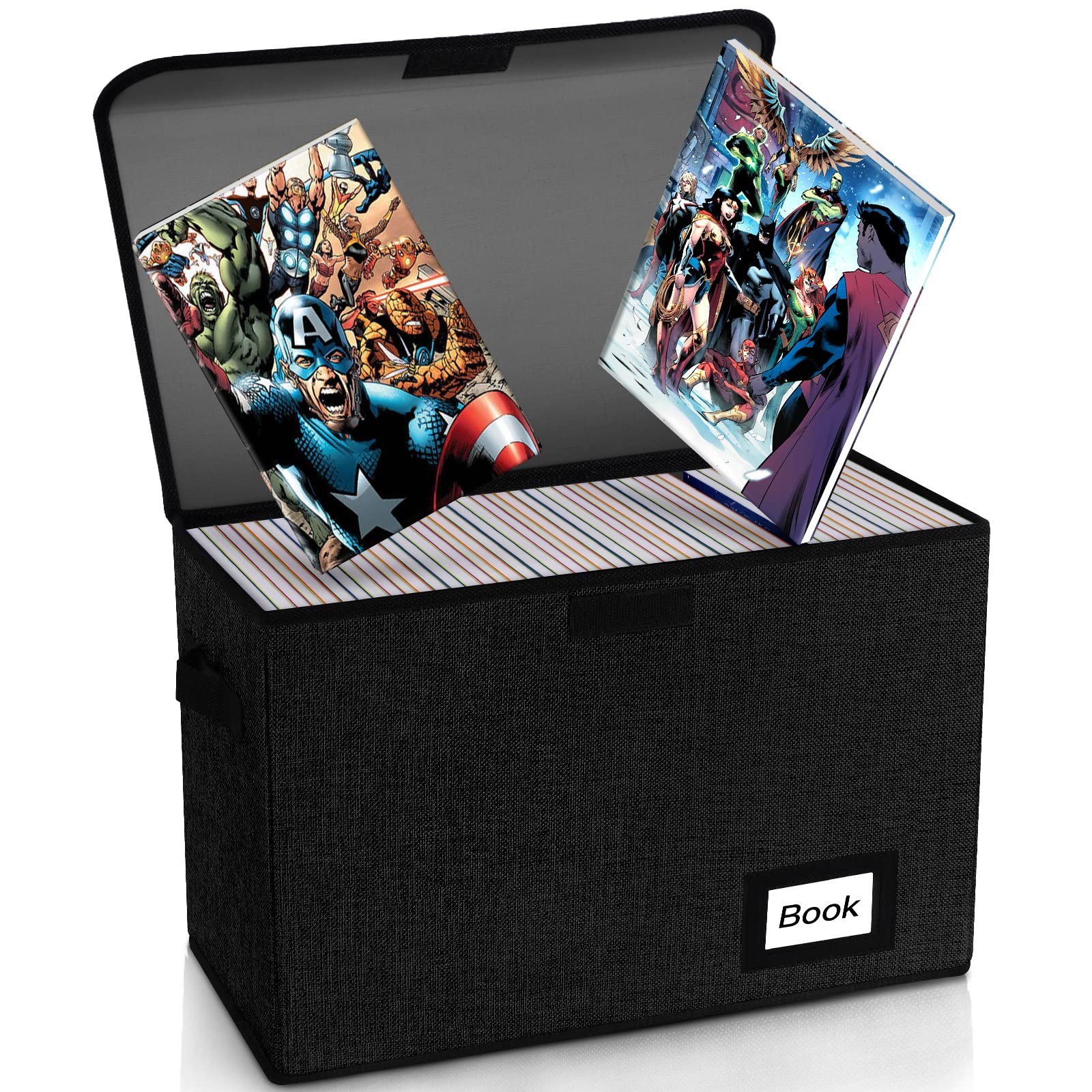 YNSZAS Comic Book Storage Box 15.8″ X 7.8″ X 11.8″, Collapsible 1pcs, Black
