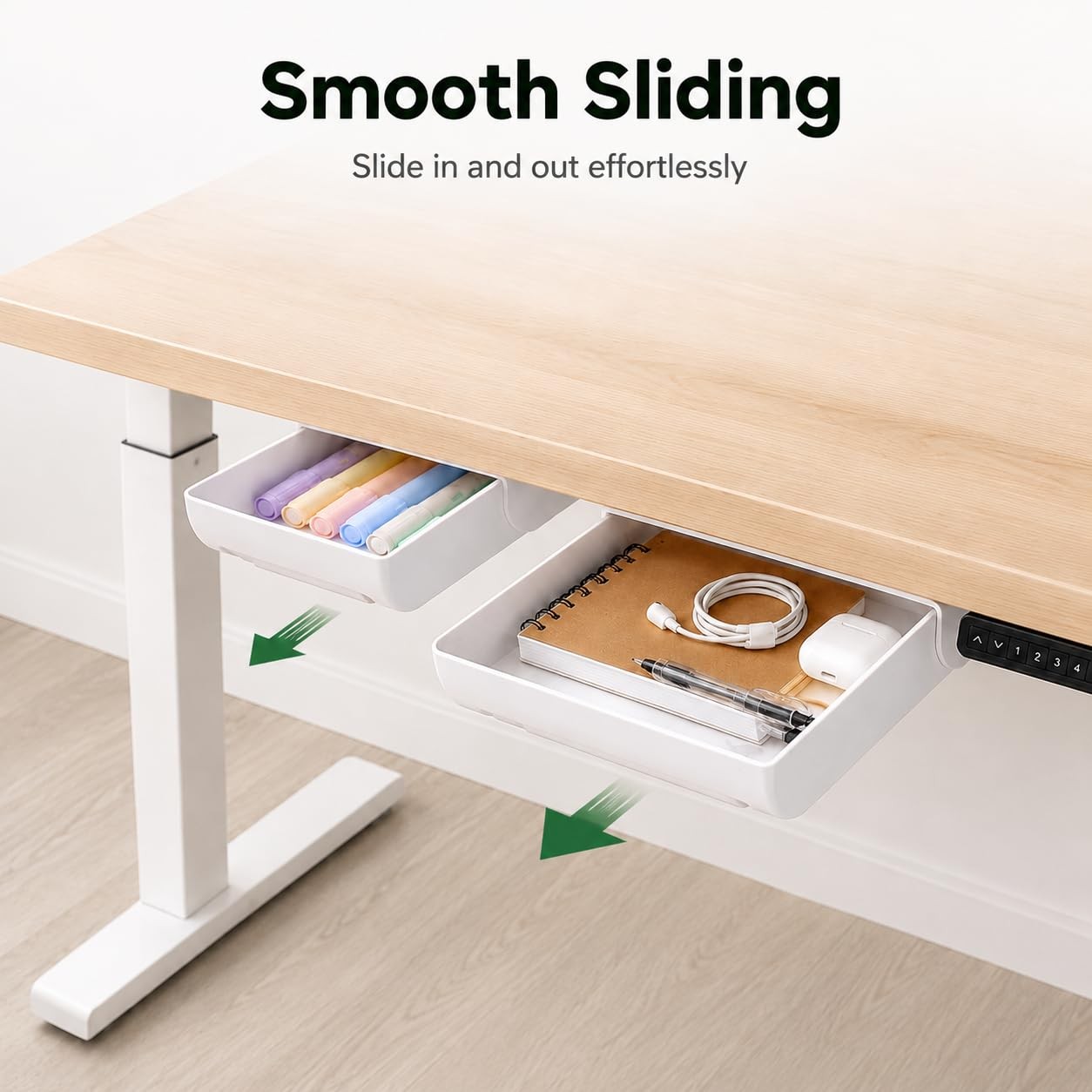 2 Pack Under Desk Storage Drawer Organizer, Hidden Slide Out Drawer Attachmen…