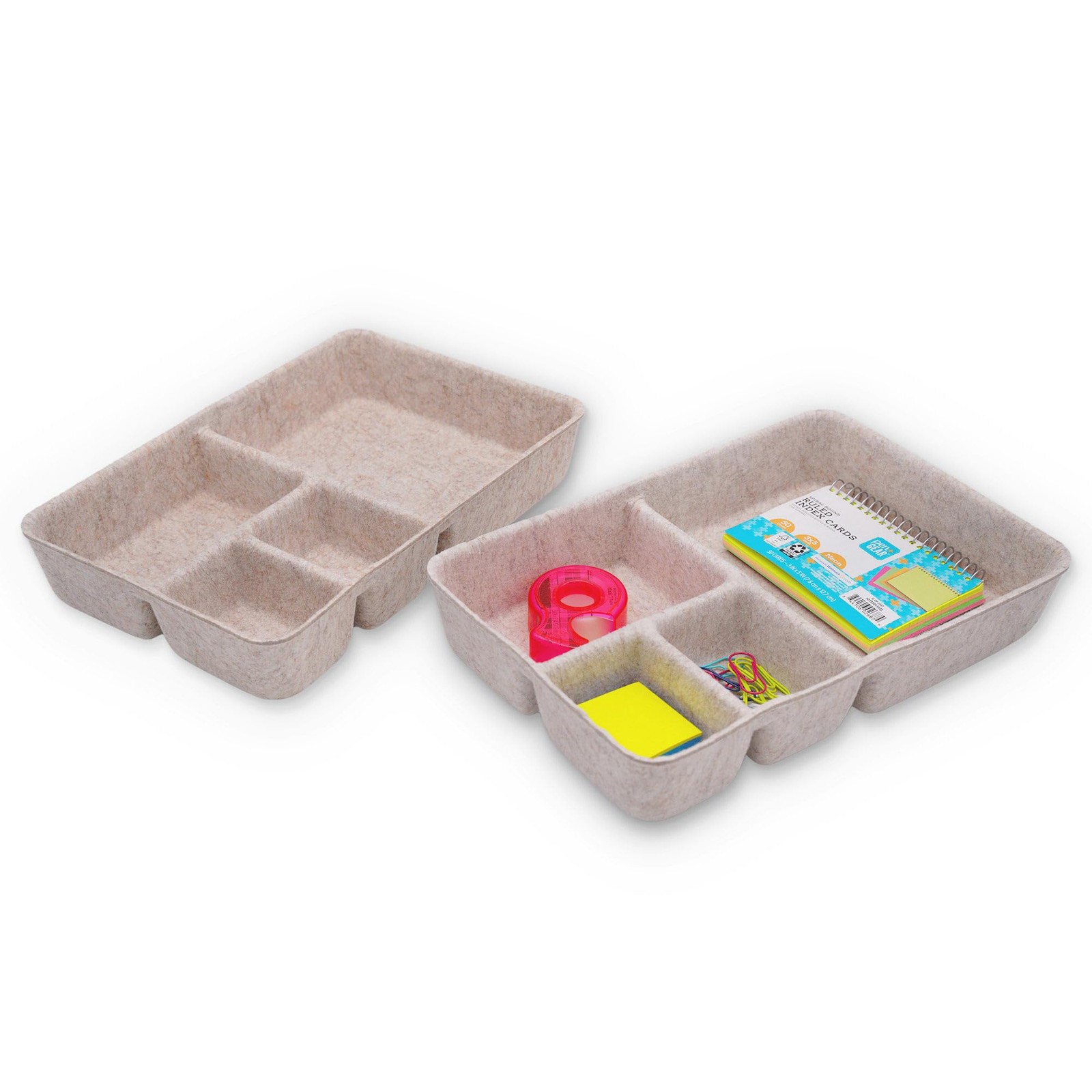 Oatmeal Felt Drawer Organizer Tray 4 Compartments Closet Kitchen Divider