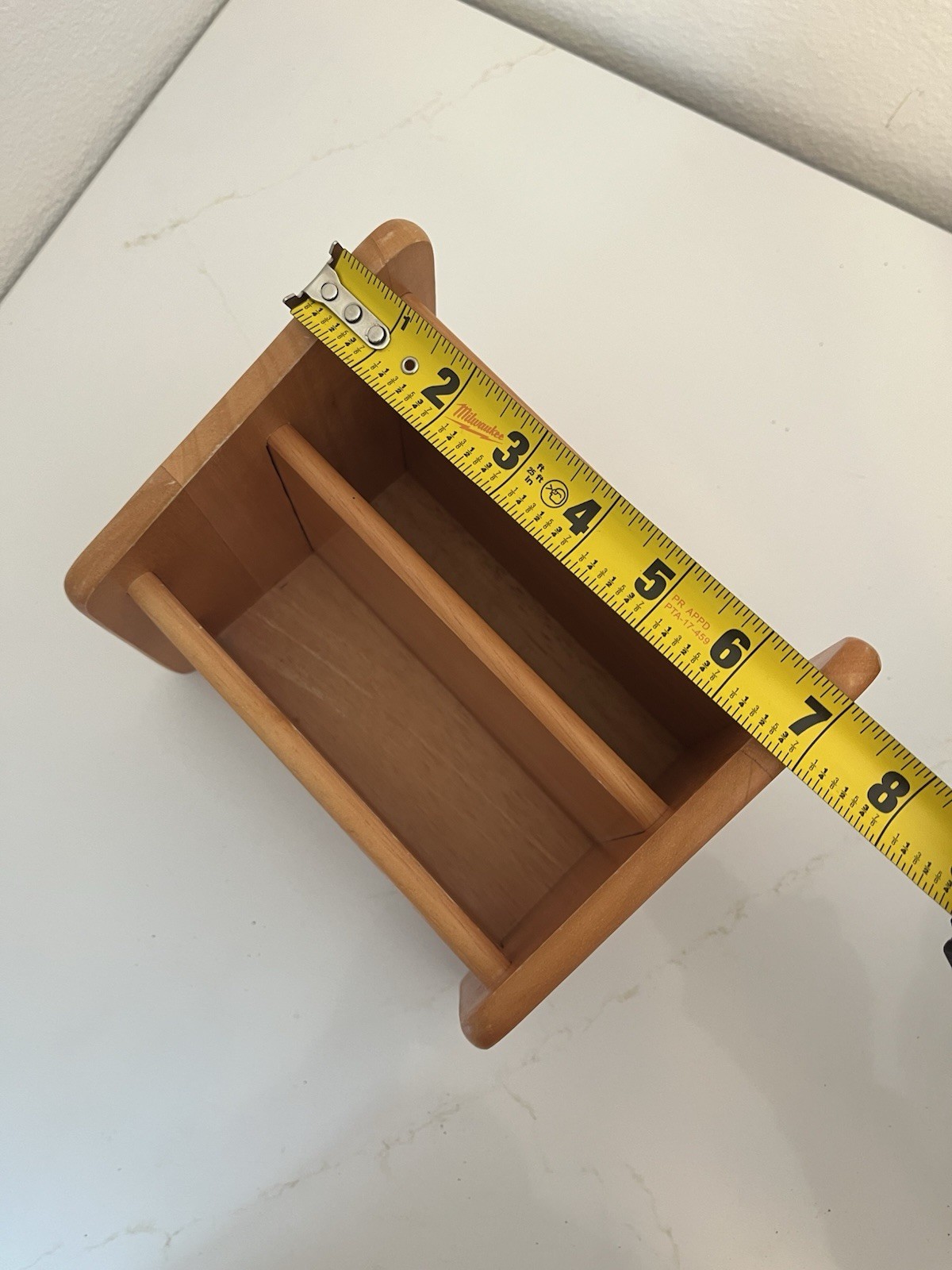 Vintage Oak Wooden Desk Organizer 2 Compartments Letter Holder