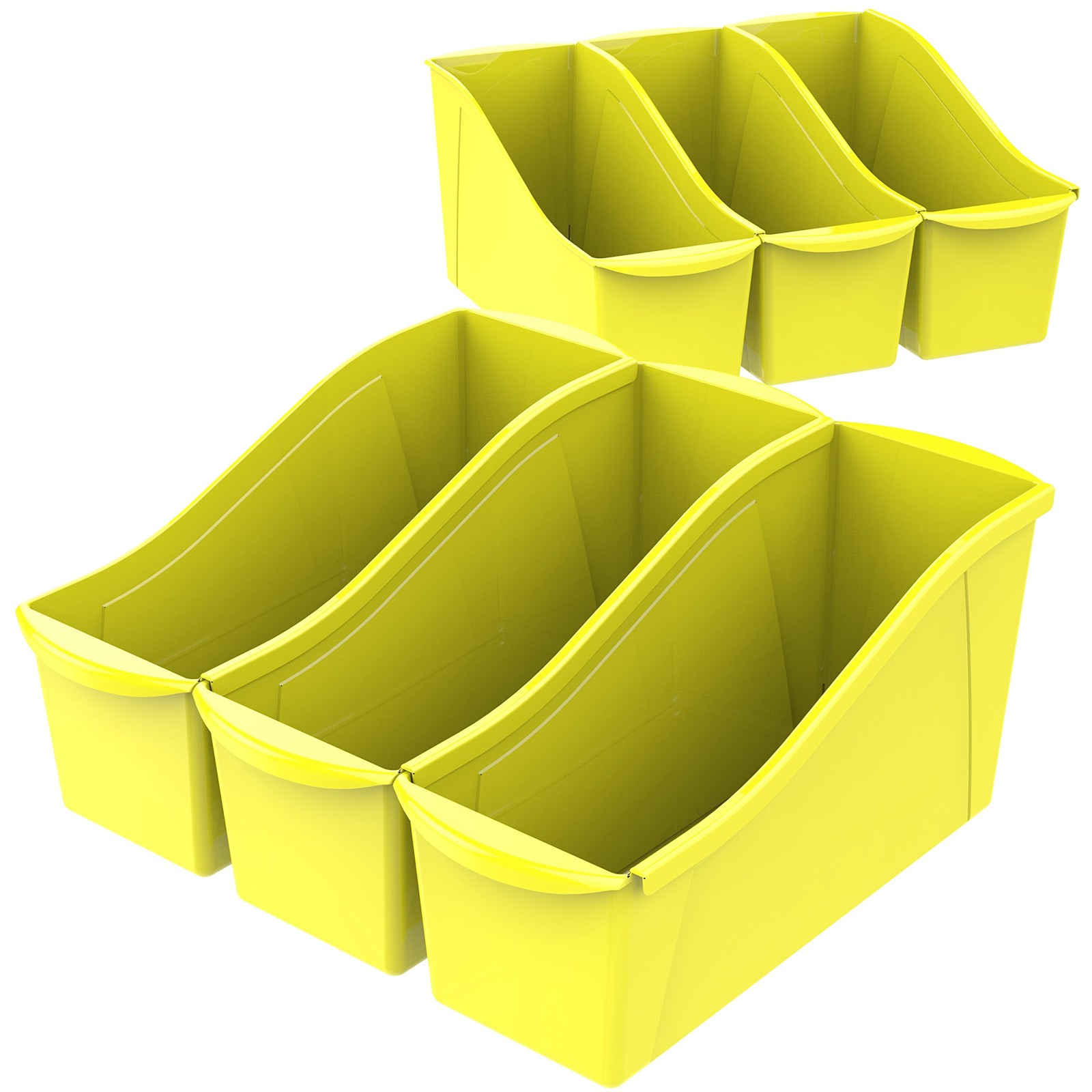 Storex Large Book Bin 6 Pack Yellow Caddy for Scrapbook and Letter Size Paper