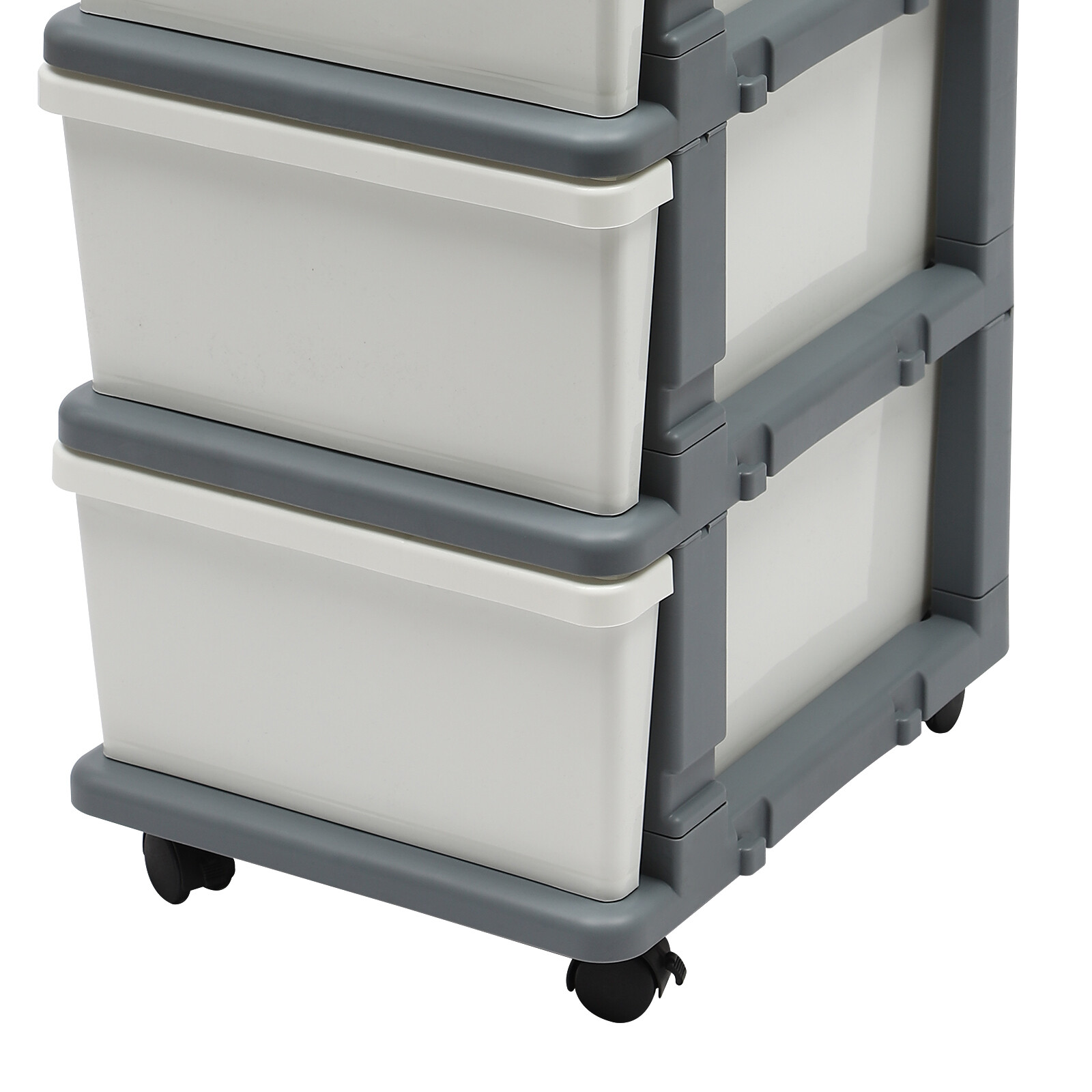 Office White Grey 4 Drawer Storage Cabinet Mobile Rolling Organizer with Wheels