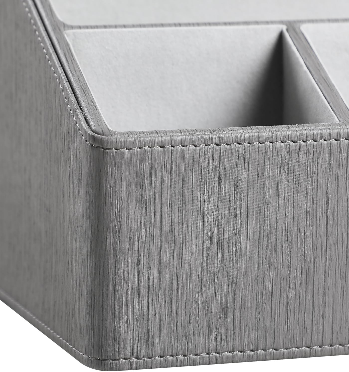 Luxury PU Leather Desk Organizer & Remote Holder – Grey Caddy for Home & Office