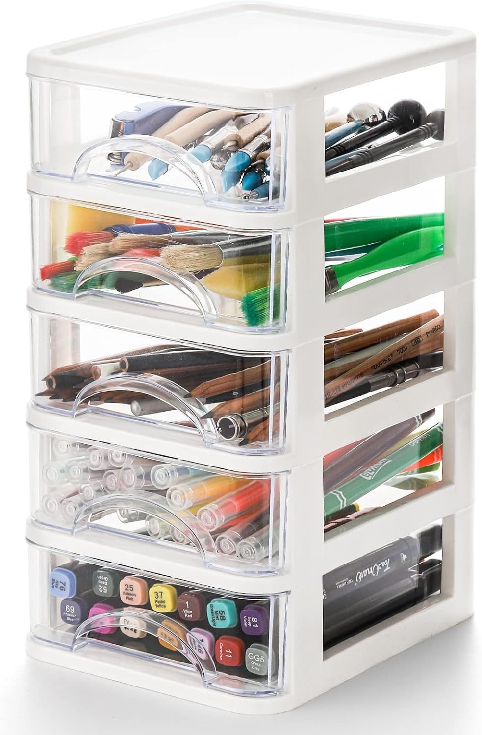Modular 5-Drawer Clear Storage Unit for Desk – Ideal for Organized Workspaces