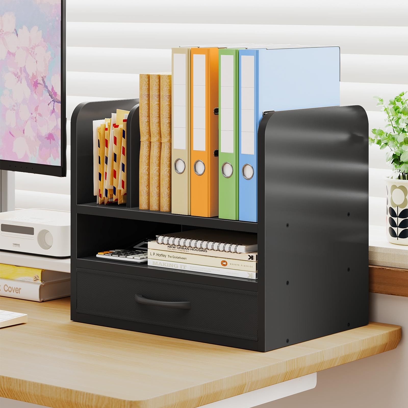 NiOffice Desk File Organizer for Home, Office, School, Wooden Frame Desktop S…