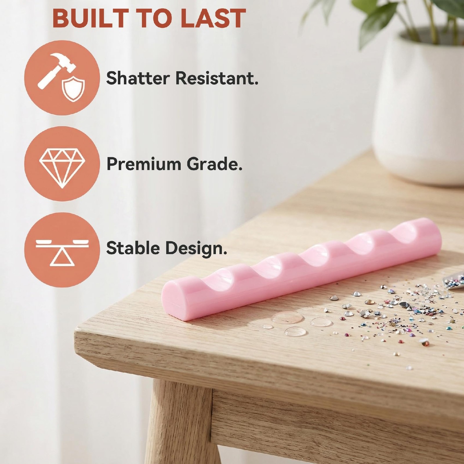 SmallCat 4 Pcs Nail Art Brush Holder, Transparent, White, Black, Pink