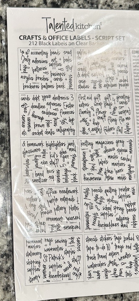 Craft & Office Labels, Script Set, 212 Black Labels on Clear by Talented Kitchen