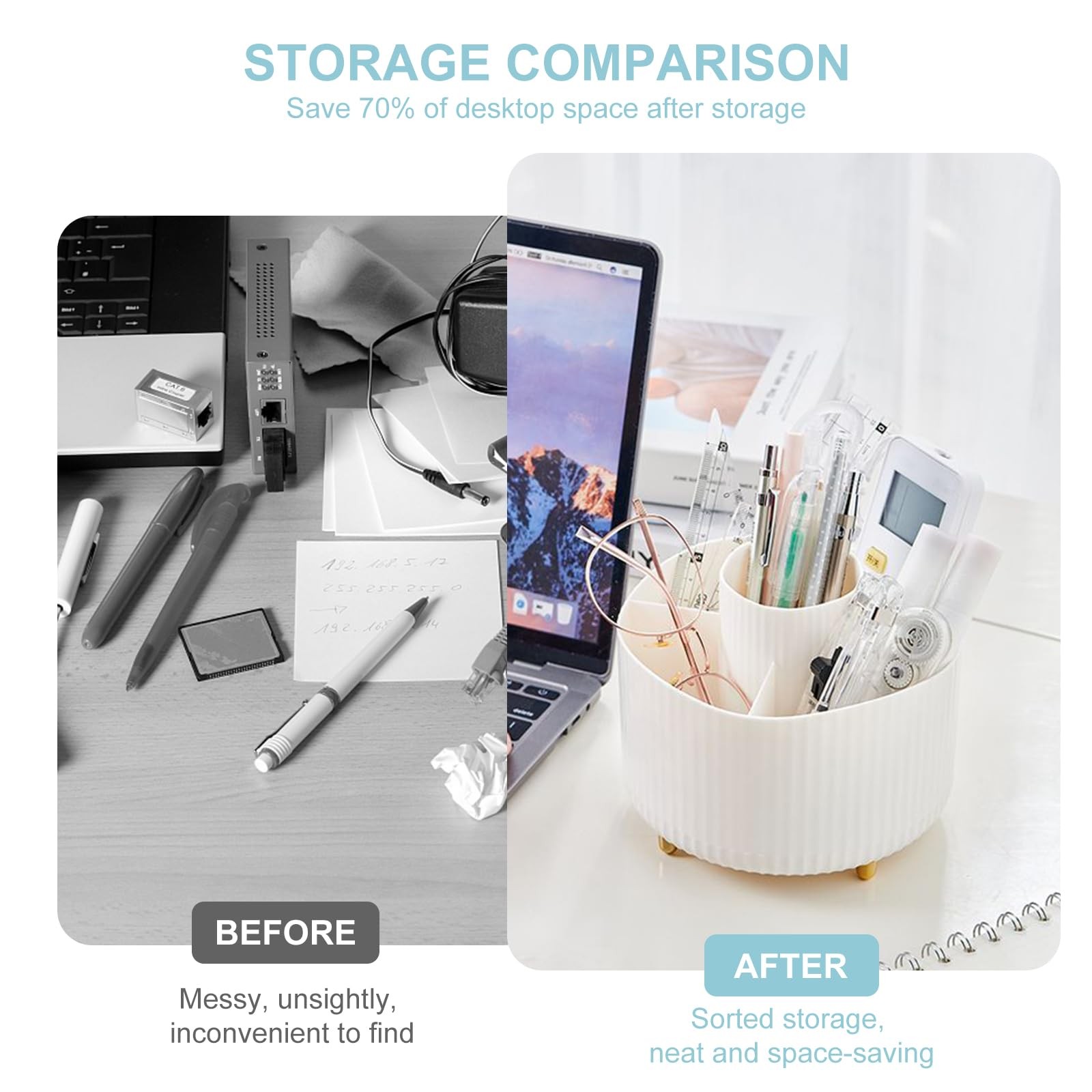 360 Degree Rotating Desk Pen Organizer Holder for Desktop School Home Office