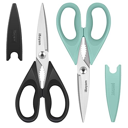 Shears Kitchen | 2 Pack | 8.5 Inch | Stainless Steel | Black