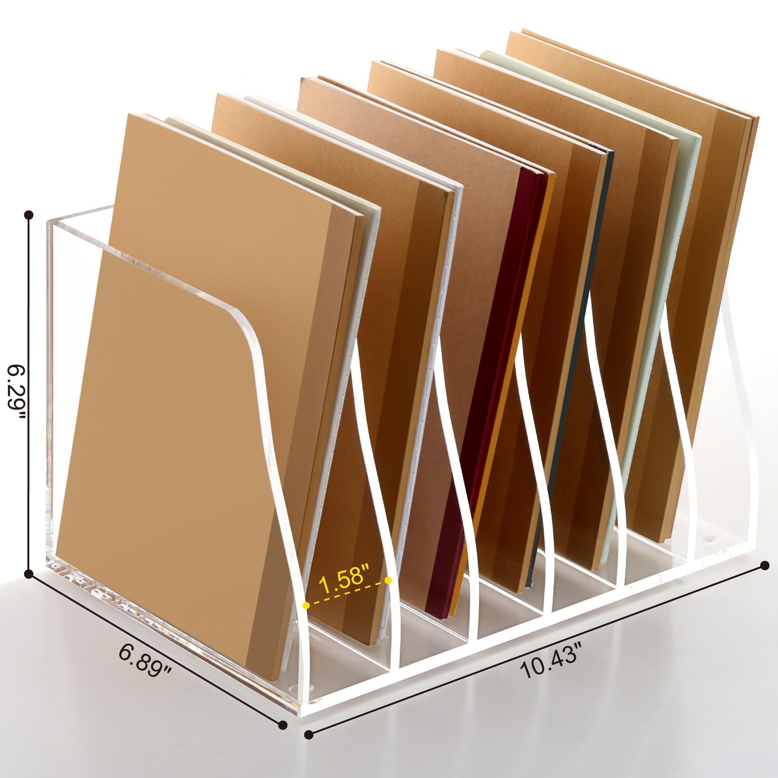 SANRUI Acrylic Magazine File Holder, 6 10.43 x 6.89 x 6.29 inches, Clear