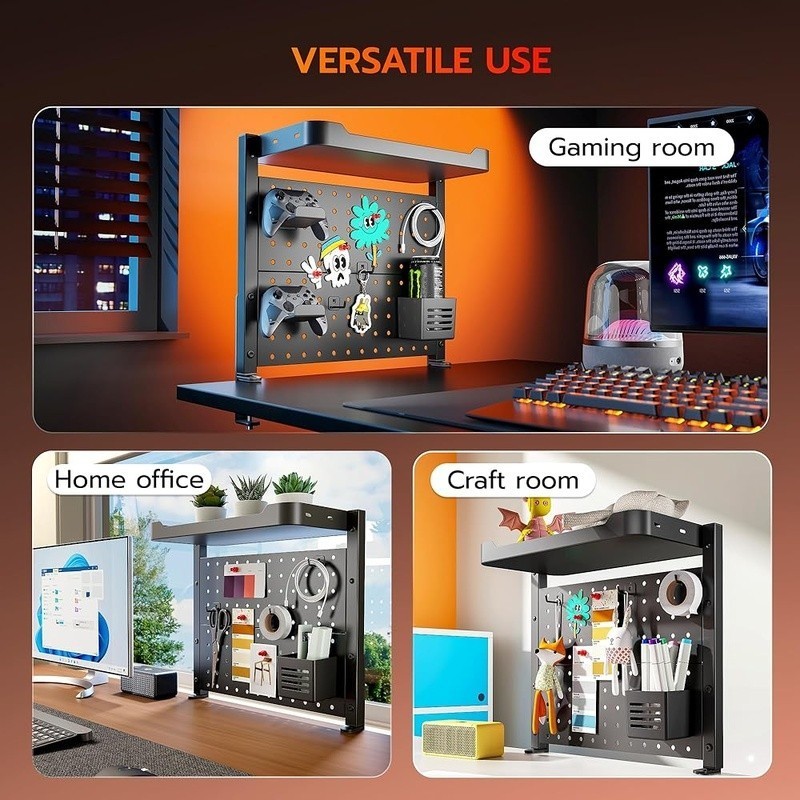 Magnetic Desk Pegboard Shelf Heavy Duty Clamp Adjustable Organizer Office Gaming