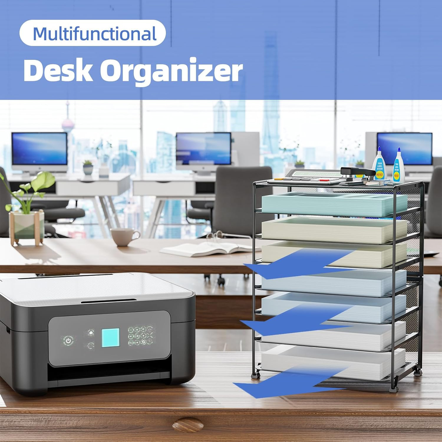 2 Pack 8 Tier Letter Tray Paper – Mesh Desk File Organizer for Office School Des