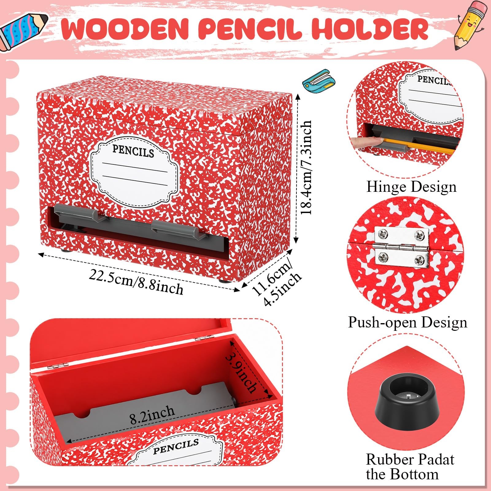 Yalikop 1 Pc Wooden Pencil Dispenser for Classroom Pastel Wood Pencils Holder…