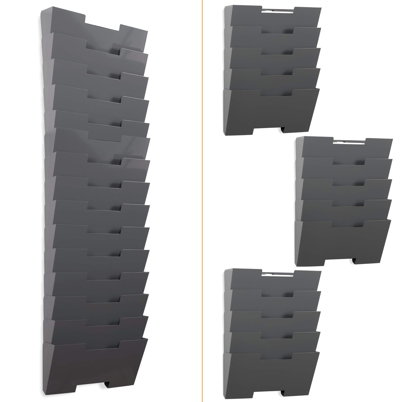 Wallniture Lisbon 15-Tier Wall Mounted File Holder And Desk Organizer Metal